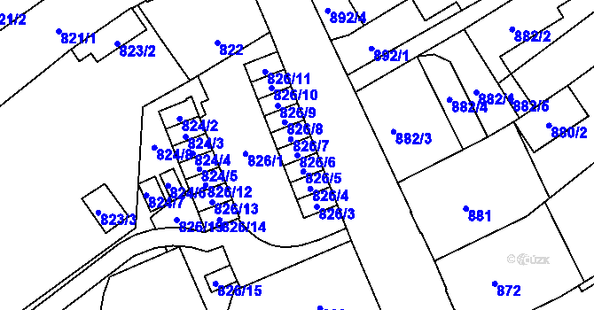 Parcela st. 826/6 v KÚ Opava-Předměstí, Katastrální mapa