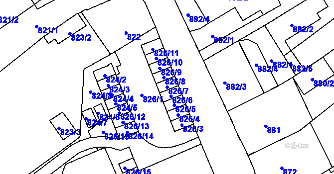 Parcela st. 826/7 v KÚ Opava-Předměstí, Katastrální mapa