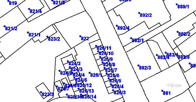 Parcela st. 826/10 v KÚ Opava-Předměstí, Katastrální mapa