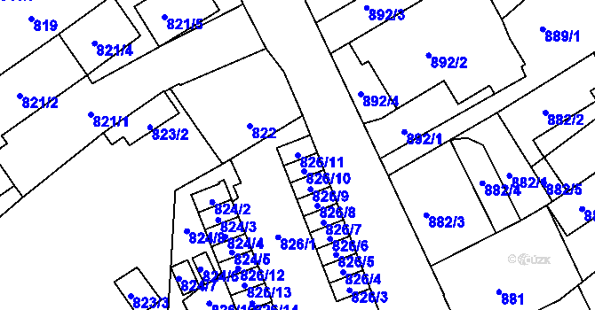 Parcela st. 826/11 v KÚ Opava-Předměstí, Katastrální mapa