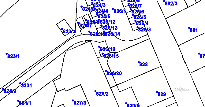 Parcela st. 826/15 v KÚ Opava-Předměstí, Katastrální mapa