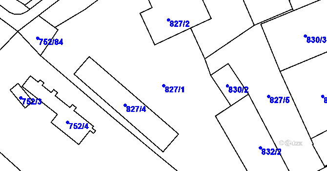 Parcela st. 827/1 v KÚ Opava-Předměstí, Katastrální mapa