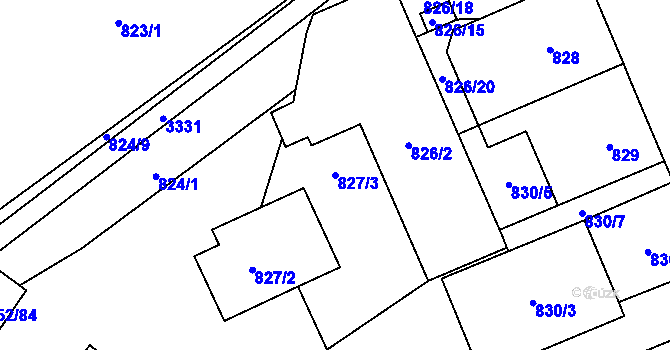 Parcela st. 827/3 v KÚ Opava-Předměstí, Katastrální mapa