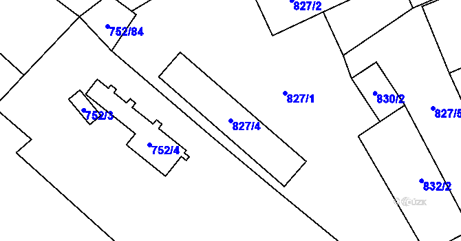 Parcela st. 827/4 v KÚ Opava-Předměstí, Katastrální mapa