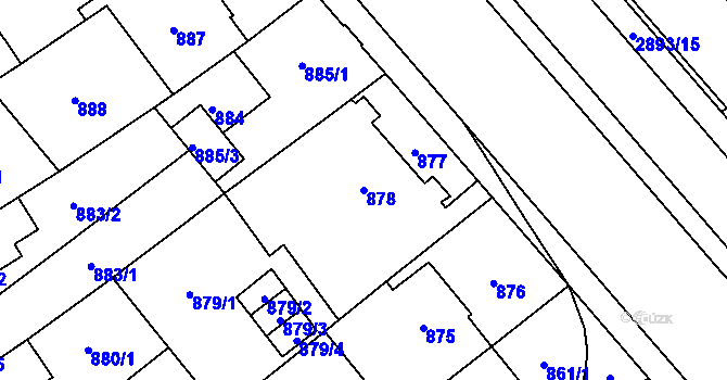 Parcela st. 878 v KÚ Opava-Předměstí, Katastrální mapa