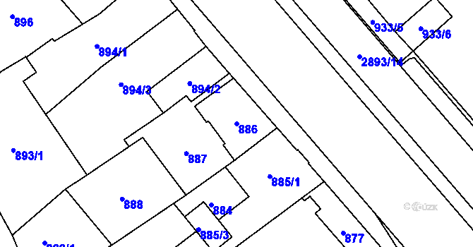 Parcela st. 886 v KÚ Opava-Předměstí, Katastrální mapa