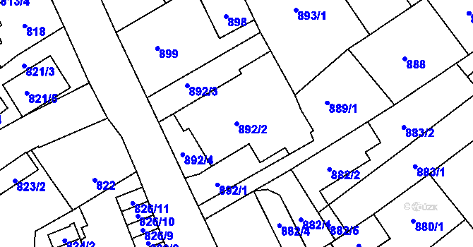 Parcela st. 892/2 v KÚ Opava-Předměstí, Katastrální mapa