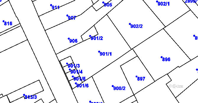 Parcela st. 901/1 v KÚ Opava-Předměstí, Katastrální mapa