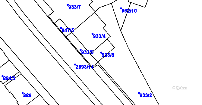 Parcela st. 933/6 v KÚ Opava-Předměstí, Katastrální mapa