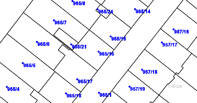 Parcela st. 965/16 v KÚ Opava-Předměstí, Katastrální mapa
