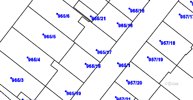 Parcela st. 965/17 v KÚ Opava-Předměstí, Katastrální mapa