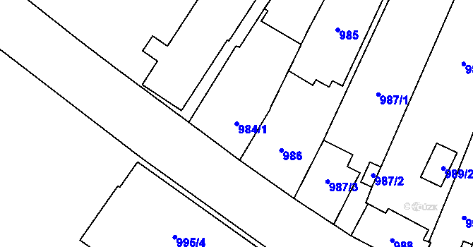 Parcela st. 984/1 v KÚ Opava-Předměstí, Katastrální mapa