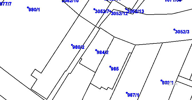 Parcela st. 984/2 v KÚ Opava-Předměstí, Katastrální mapa