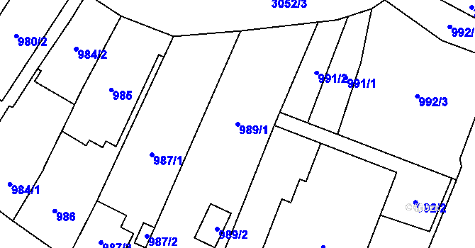 Parcela st. 989/1 v KÚ Opava-Předměstí, Katastrální mapa