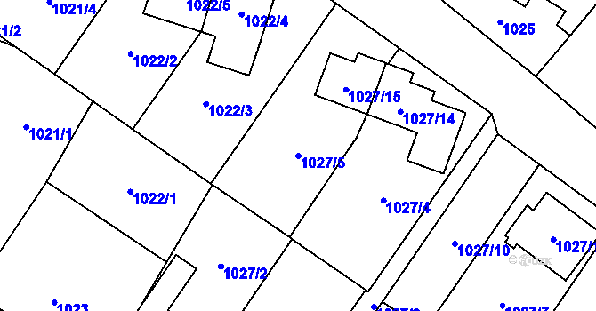Parcela st. 1027/5 v KÚ Opava-Předměstí, Katastrální mapa