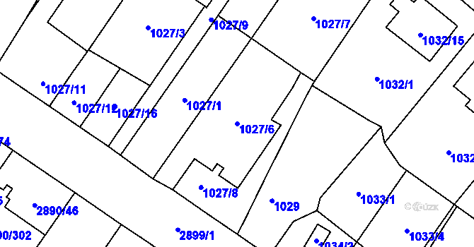 Parcela st. 1027/6 v KÚ Opava-Předměstí, Katastrální mapa