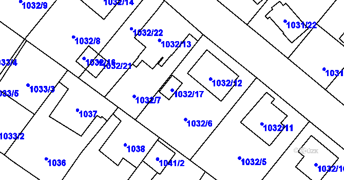 Parcela st. 1032/17 v KÚ Opava-Předměstí, Katastrální mapa