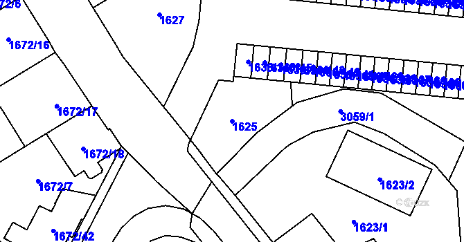 Parcela st. 1625 v KÚ Opava-Předměstí, Katastrální mapa
