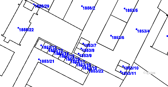 Parcela st. 1853/7 v KÚ Opava-Předměstí, Katastrální mapa