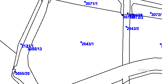 Parcela st. 2043/1 v KÚ Opava-Předměstí, Katastrální mapa