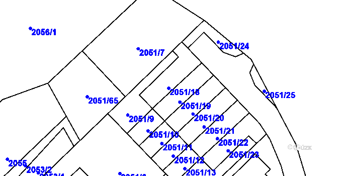 Parcela st. 2051/18 v KÚ Opava-Předměstí, Katastrální mapa