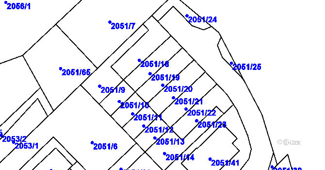 Parcela st. 2051/20 v KÚ Opava-Předměstí, Katastrální mapa