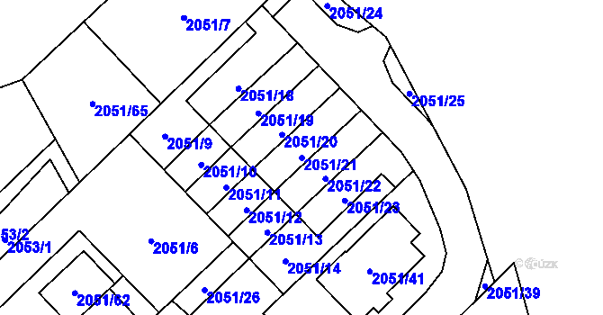 Parcela st. 2051/21 v KÚ Opava-Předměstí, Katastrální mapa