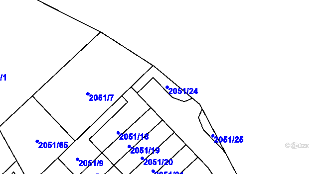 Parcela st. 2051/24 v KÚ Opava-Předměstí, Katastrální mapa