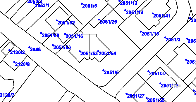 Parcela st. 2051/54 v KÚ Opava-Předměstí, Katastrální mapa