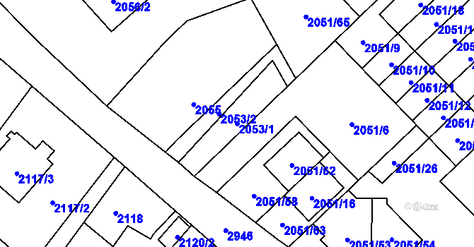 Parcela st. 2053/1 v KÚ Opava-Předměstí, Katastrální mapa