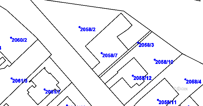 Parcela st. 2058/7 v KÚ Opava-Předměstí, Katastrální mapa