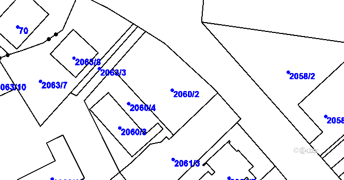 Parcela st. 2060/2 v KÚ Opava-Předměstí, Katastrální mapa