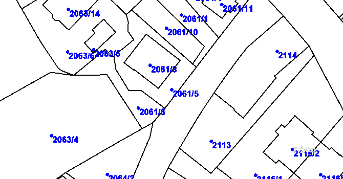 Parcela st. 2061/5 v KÚ Opava-Předměstí, Katastrální mapa