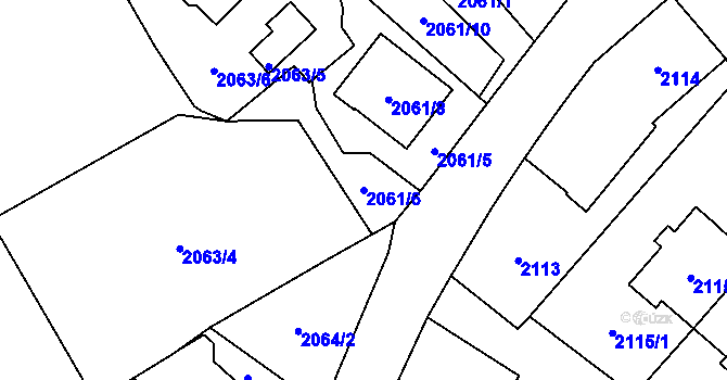 Parcela st. 2061/6 v KÚ Opava-Předměstí, Katastrální mapa