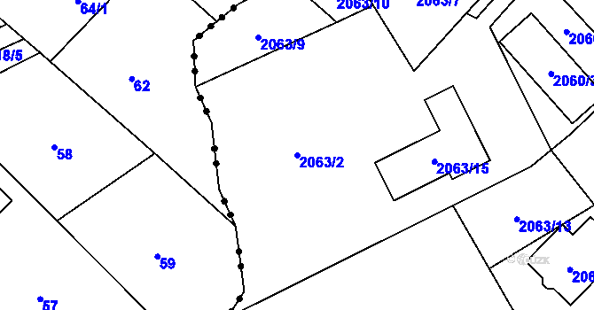 Parcela st. 2063/2 v KÚ Opava-Předměstí, Katastrální mapa