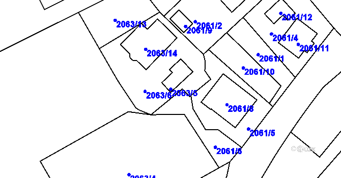 Parcela st. 2063/5 v KÚ Opava-Předměstí, Katastrální mapa