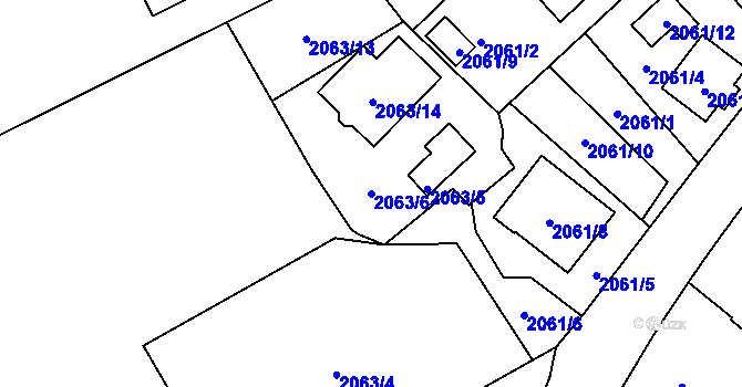 Parcela st. 2063/6 v KÚ Opava-Předměstí, Katastrální mapa