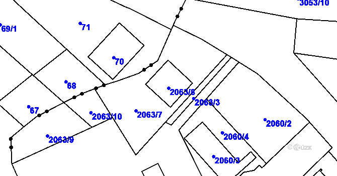 Parcela st. 2063/8 v KÚ Opava-Předměstí, Katastrální mapa