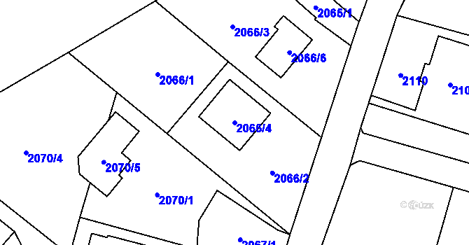 Parcela st. 2066/4 v KÚ Opava-Předměstí, Katastrální mapa