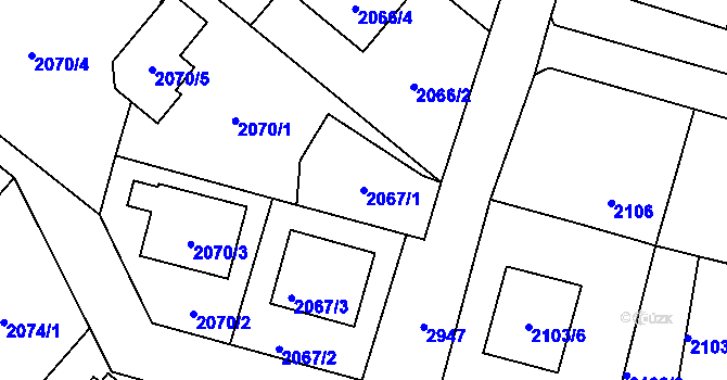 Parcela st. 2067/1 v KÚ Opava-Předměstí, Katastrální mapa