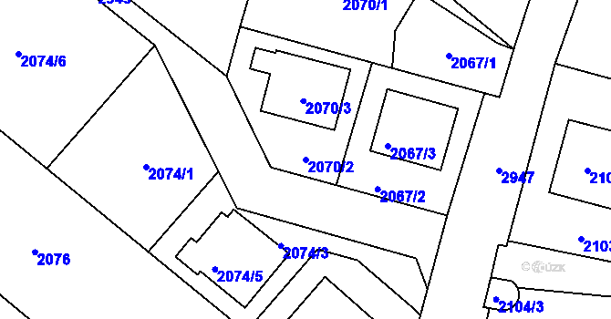 Parcela st. 2070/2 v KÚ Opava-Předměstí, Katastrální mapa