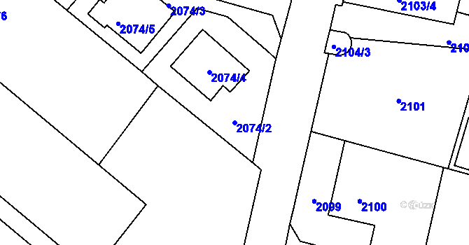Parcela st. 2074/2 v KÚ Opava-Předměstí, Katastrální mapa