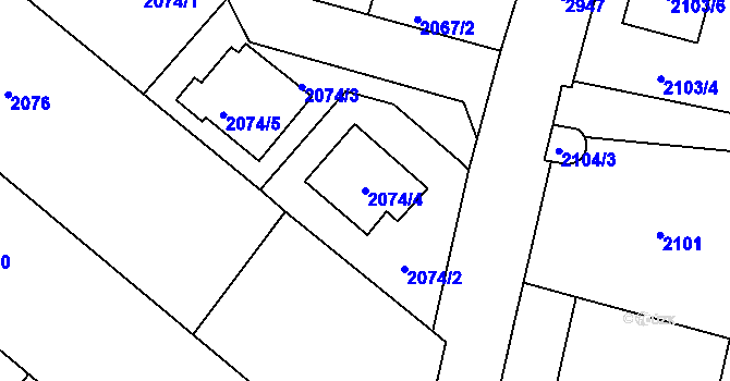Parcela st. 2074/4 v KÚ Opava-Předměstí, Katastrální mapa