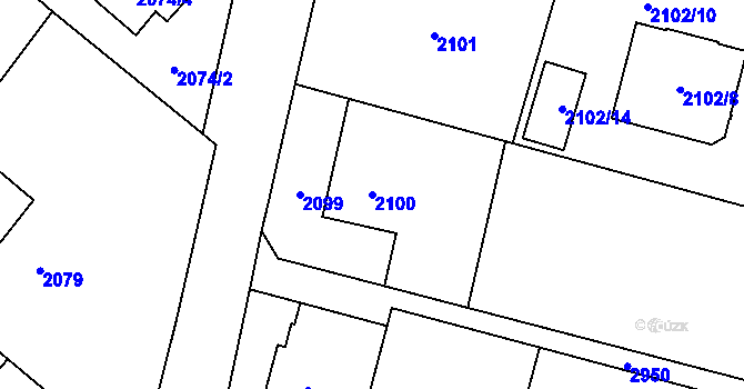 Parcela st. 2100 v KÚ Opava-Předměstí, Katastrální mapa