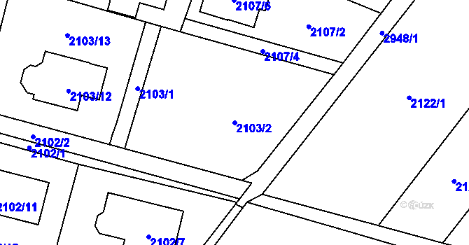 Parcela st. 2103/2 v KÚ Opava-Předměstí, Katastrální mapa