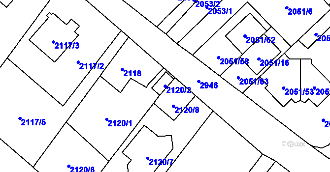 Parcela st. 2120/2 v KÚ Opava-Předměstí, Katastrální mapa