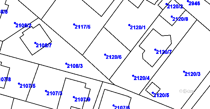 Parcela st. 2120/6 v KÚ Opava-Předměstí, Katastrální mapa