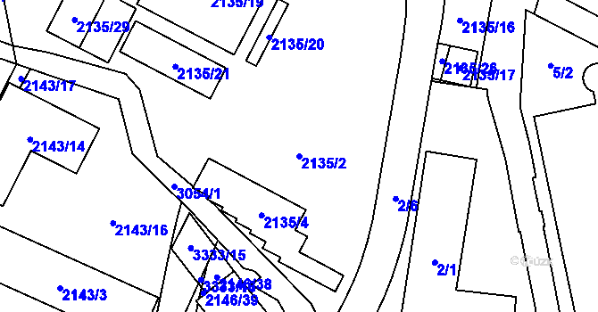 Parcela st. 2135/2 v KÚ Opava-Předměstí, Katastrální mapa