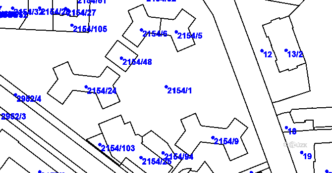 Parcela st. 2154/1 v KÚ Opava-Předměstí, Katastrální mapa