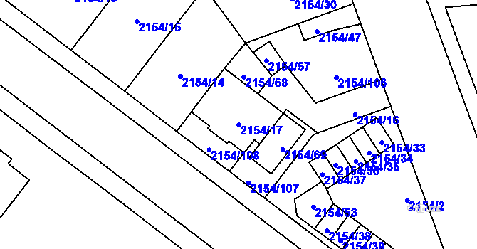Parcela st. 2154/17 v KÚ Opava-Předměstí, Katastrální mapa